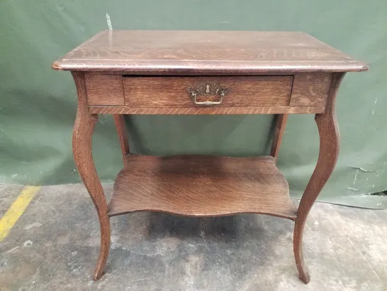 ANTIQUE OAK-VENEER 1-DRAWER SIDE TABLE 