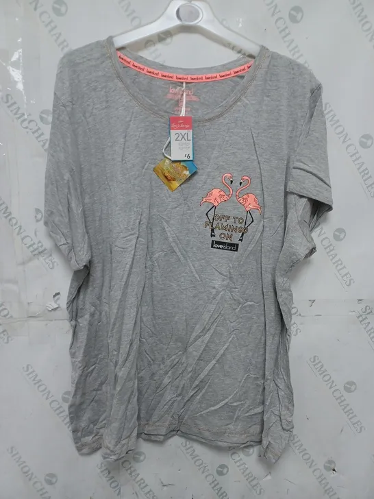 APPROXIMATELY 100 ASSORTED LOVE ISLAND WOMENS T-SHIRTS IN GREY IN VARIOUS SIZES