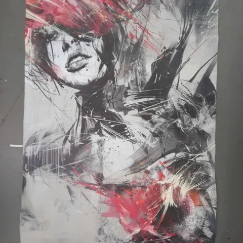 SIGNED ABSTRACT WOMAN PORTRAIT PRINT