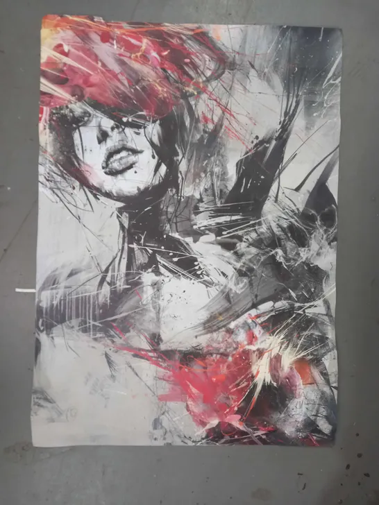 SIGNED ABSTRACT WOMAN PORTRAIT PRINT