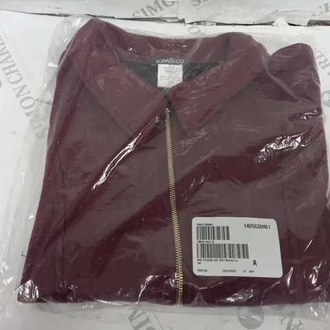 KIM & CO FAUX SUEDE ZIP JACKET IN MERLOT - LARGE