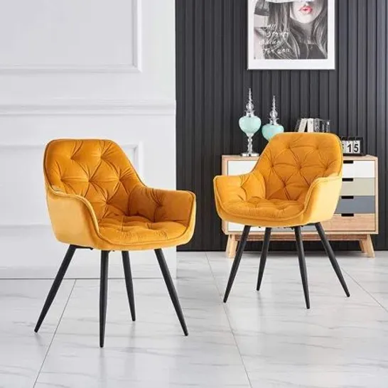 BOXED RUNGE VELVET ARMCHAIR IN YELLOW (1 BOX)