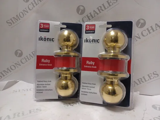 IKONIC RUBY POLISHED BRASS ENTRANCE SET - DOOR KNOB