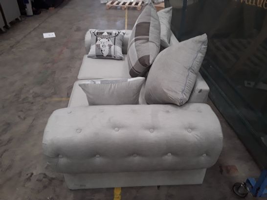 DESIGNER GREY FABRIC TWO SEATER SOFA WITH SCATTER BACK CUSHIONS