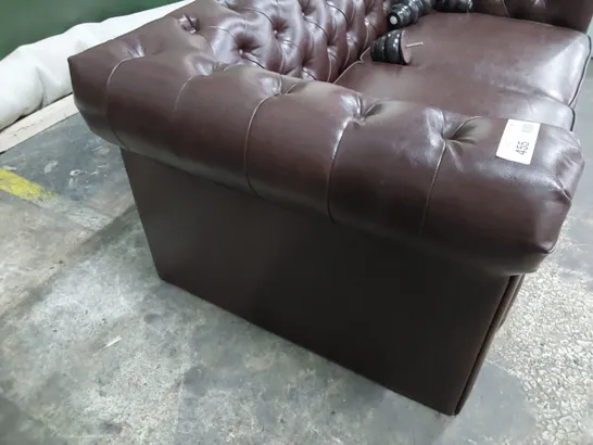 DESIGNER CHESTERFIELD TWO SEATER SOFA CHESTNUT LEATHER 