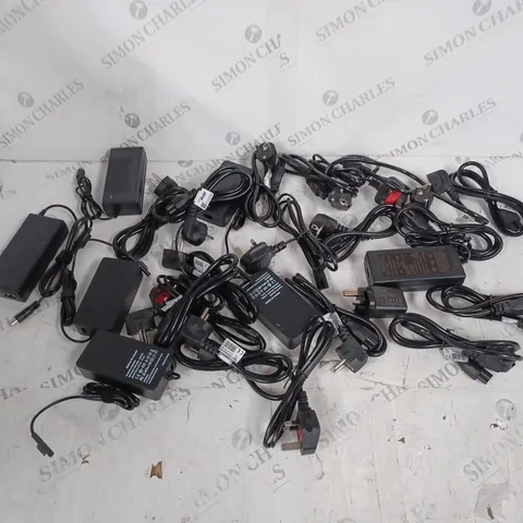 LOT OF APPROXIMATELY 15 CHARGERS, PLUGS, AND BATTERYS