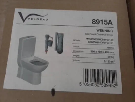 BOXED VELDEAU WENNING CC PAN AND CISTERN + FITTINGS IN WHITE