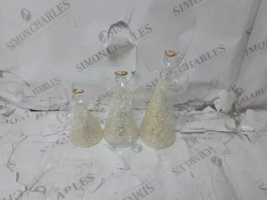 OUTLET HOME REFLECTIONS SET OF 3 PRE-LIT GLASS ANGEL CANDLE HOLDERS