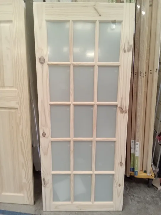 15 LITE KNOTTY PINE OBSCUR GLAZED INTERNAL DOOR 1981×838MM