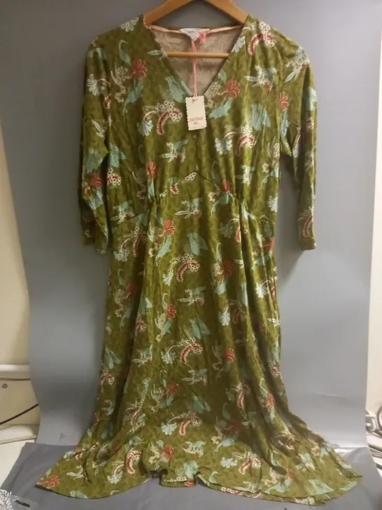 THE WHITE STUFF JERSEY PRINT DRESS GREEN SIZE 14