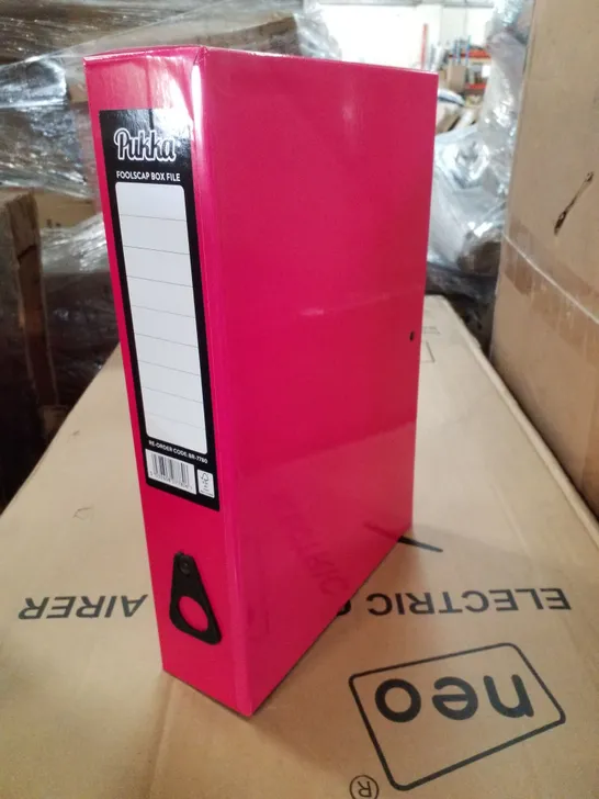 BOX CONTAINING APPROXIMATELY 10 PUKKA PINK FOOLSCAP BOX FILES 