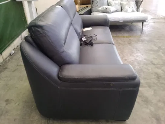 QUALITY ITALIAN DESIGNER PARMA NEW ELECTRIC RECLINER SOFA - DARK GREY LEATHER 