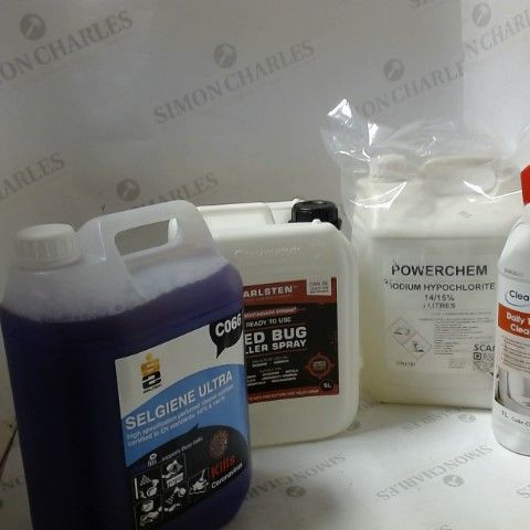 LOT OF 5 ASSORTED ITEMS TO INCLUDE; TOILET CLEANER, BED BUG SPRAY ETC