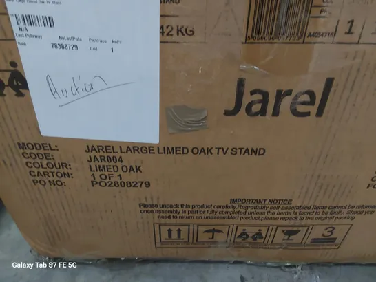 BOXED JAREL LARGE LIMED OAK TV STAND