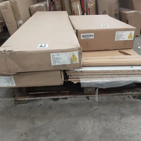 PALLET OF ASSORTED FLAT-PACKED FURNITURE PARTS TO INCLUDE WARDROBES AND OVERBED UNITS