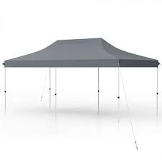 BOXED COSTWAY 300 X 600cm POP-UP CANOPY TENT FOLDABLE EVENT TENT WITH CARRY BAG - GREY