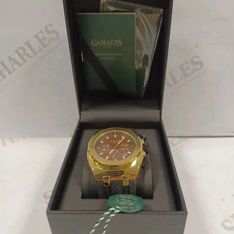 GAMAGES OF LONDON LIMITED EDITION HAND ASSEMBLED COMMANDER AUTOMATIC GOLD WATCH