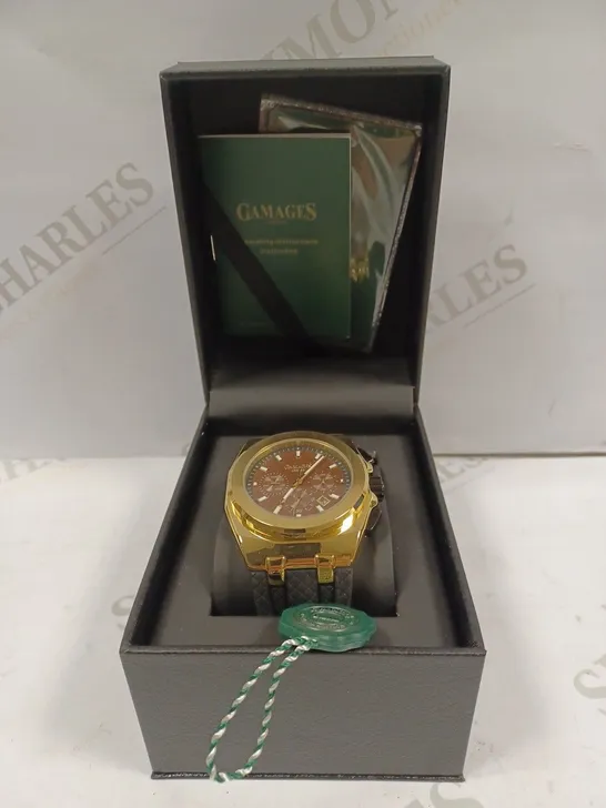 GAMAGES OF LONDON LIMITED EDITION HAND ASSEMBLED COMMANDER AUTOMATIC GOLD WATCH RRP £695