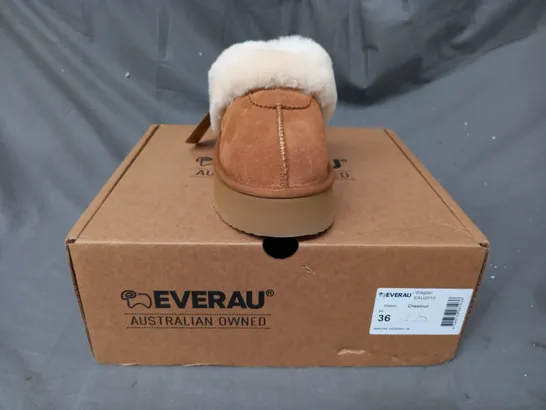 BOXED PAIR OF EVERAU WAGTAIL SHOES IN CHESTNUT EU SIZE 36