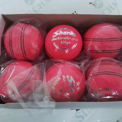 SET OF 6 SHARKS 156GM PINK CRICKET BALLS