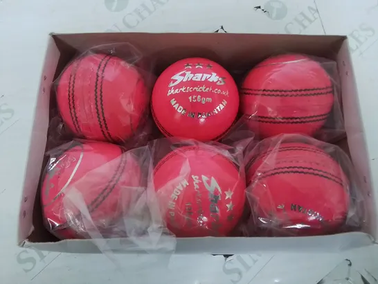 SET OF 6 SHARKS 156GM PINK CRICKET BALLS