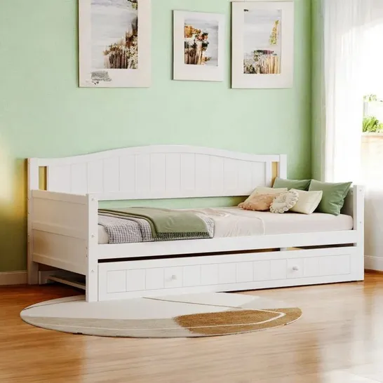 BOXED UMBERTO SINGLE BED WITH TRUNDLE - WHITE (2 BOXES)