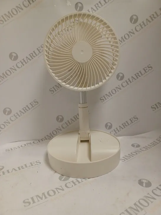 PORTABLE RECHARABLE STAND UP FAN IN WHITE