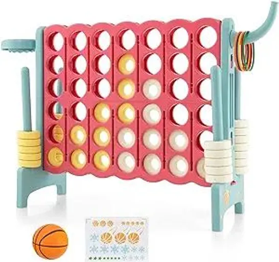 BOXED COSTWAY JUMBO 4-TO-SCORE 4 IN A ROW GIANT GAME SET WITH CARRY BAG STICKERS FOR KIDS ADULTS