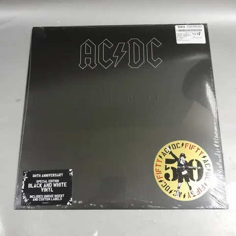 SEALED AC/DC BACK IN BLACK 50TH ANNIVERSARY SPECIAL EDITION BLACK & WHITE VINYL 