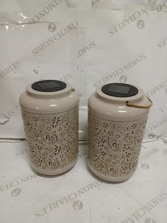 GARDEN REFLECTIONS SET OF 2 PATTERNED SOLAR LANTERNS, PAISLEY