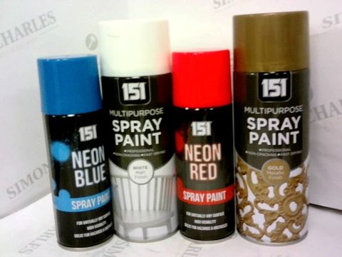 APPROXIMATELY 20 ASSORTED 151 SPRAY PAINTS