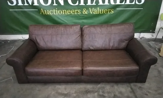 QUALITY DESIGNER LOUNGE CO 4 SEATER SOFA IN CHESTNUT BROWN LEATHER 