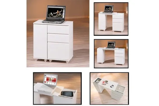 BRAND NEW & BOXED MAXIM EXTENDABLE LAPTOP OFFICE DESK IN WHITE WITH ROLLERS (1 BOX)