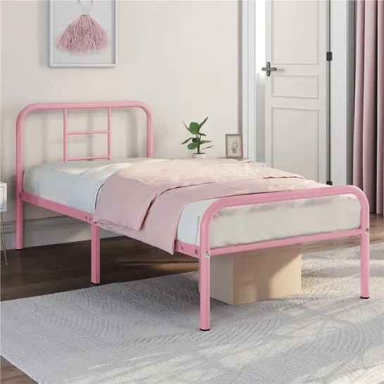 BOXED BYRAM 190CM BED FRAME IN PINK - 1 BOX