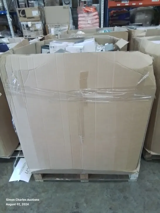 PALLET CONTAINING VARIOUS HOME ELECTRONICS LIGHTS AND FITTING ETC.