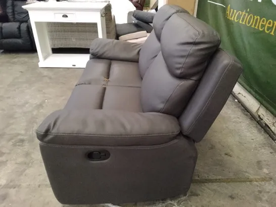 QUALITY DESIGNER MANUAL RECLINER 2 SEATER SOFA - DARK GREY LEATHER 