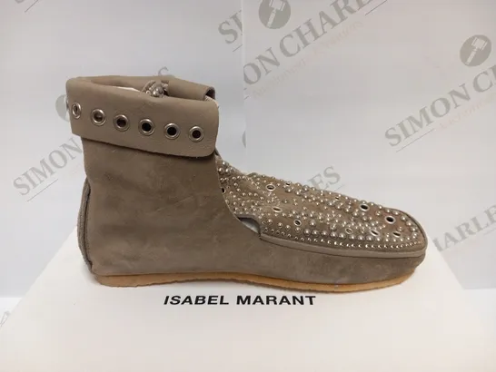 BOXED PAIR OF ISABEL MARANT MORLEY STUDDED SHOES MOLESKIN BROWN SIZE 37