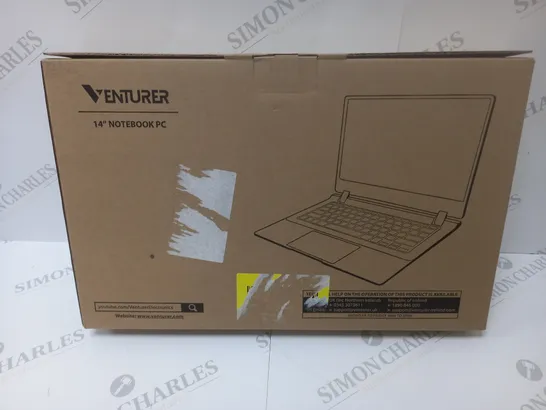 BRAND NEW BOXED VENTURER EUROPA 14 PLUS 14" FULL HD LAPTOP INTEL 2.6GHZ 64GB SSD 4GB RAM - BLACK