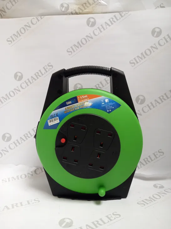 EXTRA STAR CABLE REEL WITH OVER HEAT PROTECTION 4 SOCKETS - 15 METERS LONG