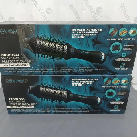 LOT OF 2 REVAMP PROGLOSS PRO DEFINE PERFECT BLOW DRY BRUSH