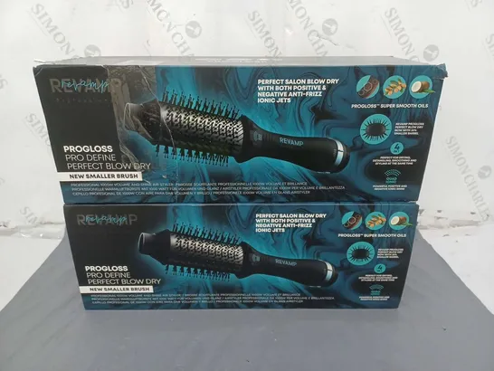 LOT OF 2 REVAMP PROGLOSS PRO DEFINE PERFECT BLOW DRY BRUSH