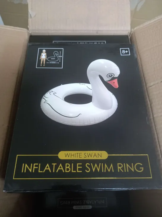 BOX OF 12 SWAN INFLATABLE SWIM RING 