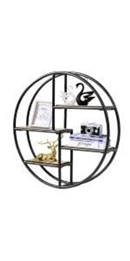 BOXED COSTWAY INDUSTRIAL ROUND WALL SHELF 4-TIER WALL MOUNTED FLOATING SHELVES CIRCULAR DISPLAY SHELF