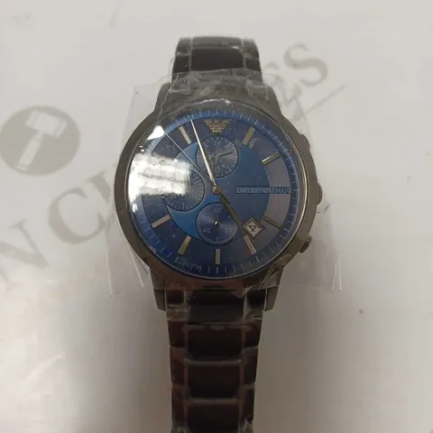 EMPORIO ARMANI BLUE TRIPLE DIAL BRACELET WRISTWATCH 