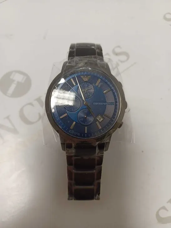 EMPORIO ARMANI BLUE TRIPLE DIAL BRACELET WRISTWATCH 