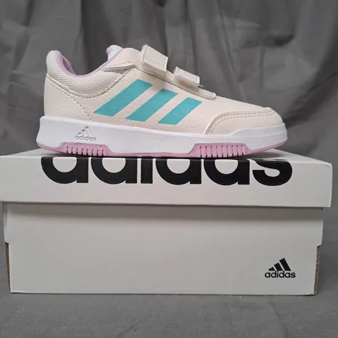 BOXED PAIR OF ADIDAS TENSAUR SPORT 2.0 KIDS SHOES IN CREAM/BLUE/PINK UK SIZE 9