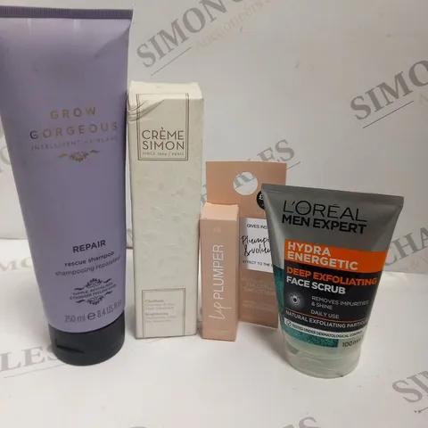 FOUR ASSORTED HEALTH AND BEAUTY PRODUCTS TO INCLUDE; GROW GORGEOUS, CRÈME SIMON, LIP PLUMPER AND LOREAL MEN EXPERT