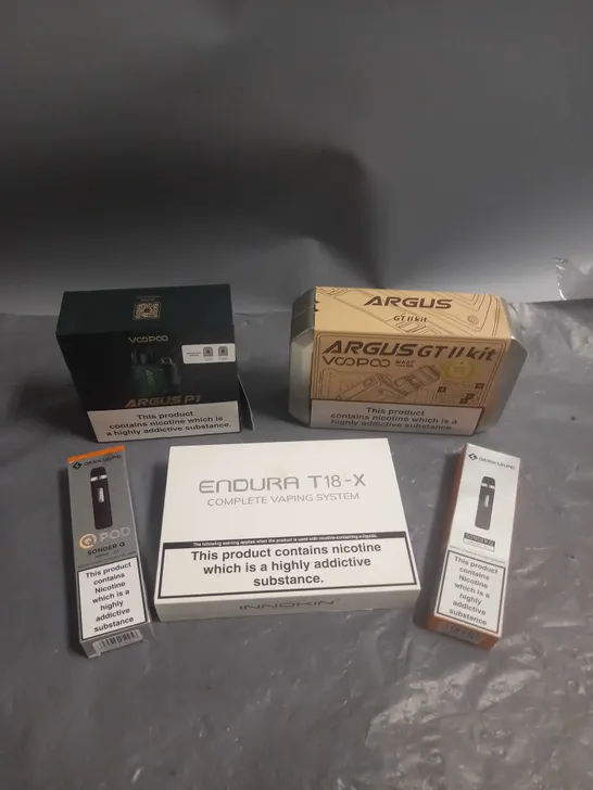 APPROXIMATELY 20 BOXED E-CIGARETTES TO INCLUDE GEEK VAPE, ASPIRE, VOOPOO ETC