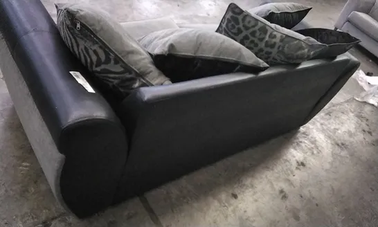 QUALITY DESIGNER HILTON 3 SEATER SOFA - BLACK/CHARCOAL FABRIC