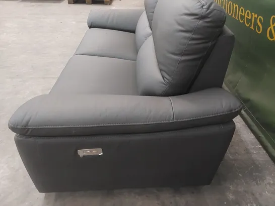 DESIGNER 3-SEATER ANTHRACITE LEATHER UPHOLSTERED ELECTRIC RECLINER SOFA